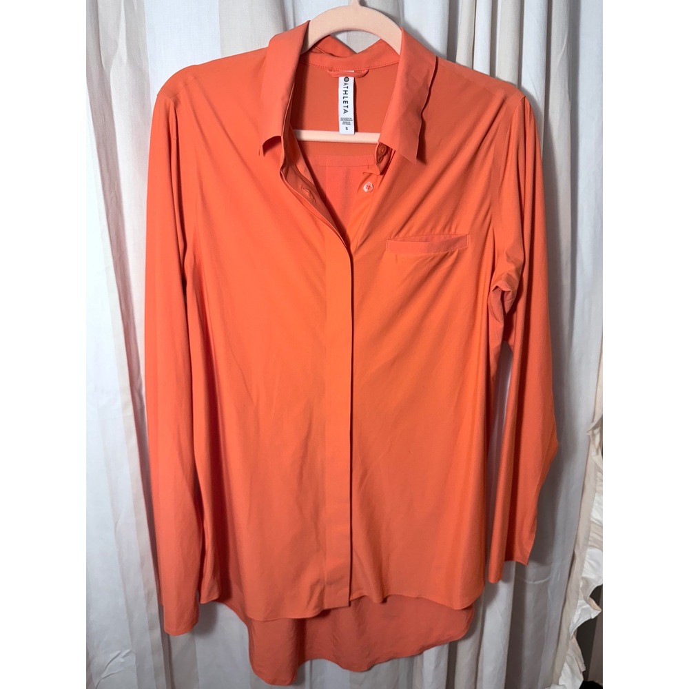 Athleta Forward Long Sleeve Button Down Shirt Stretchy Hiking Travel Top S
